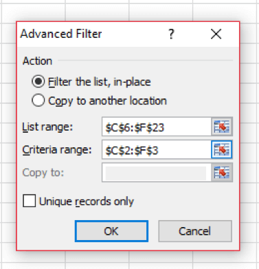 excel for mac filter row by certain cell