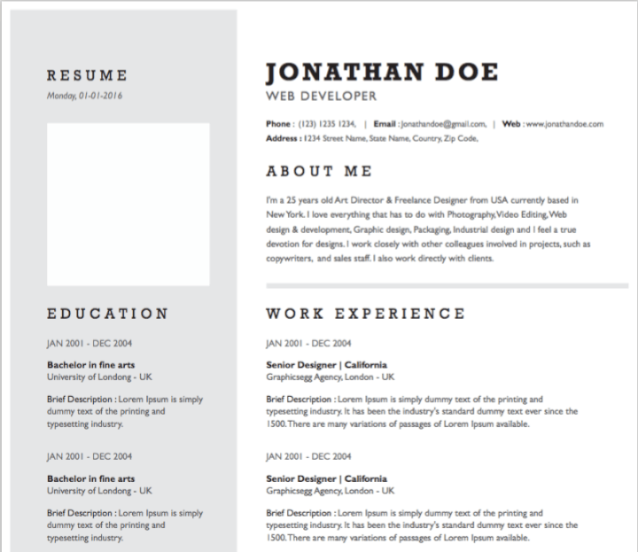 Fresh Graduate Graphic Designer Resume Sample