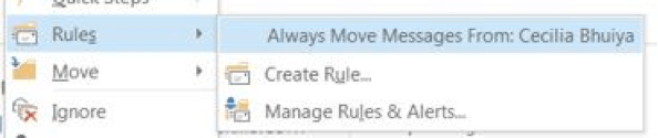 O Outlook sempre move mensagens de