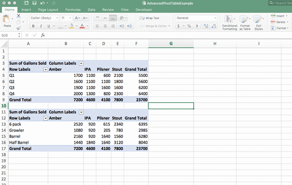 create a pivot table in excel for mac