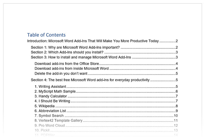 how to remove highlighting in word table of contents