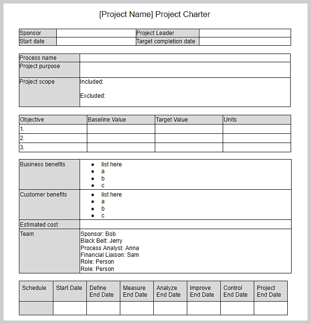 simple project management template