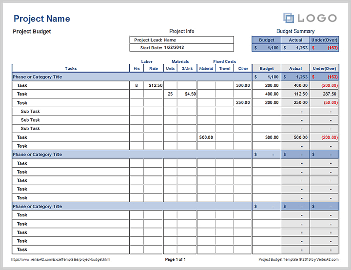 project management template xls