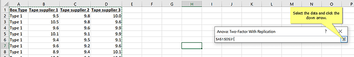 how to plot a two way anova in excel 2016