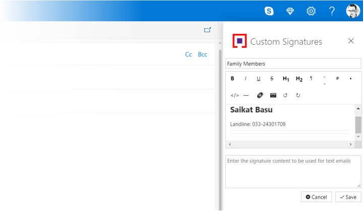install custom html email signature outlook