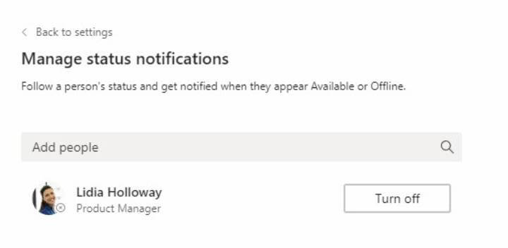 Microsoft Teams - manage status notifications