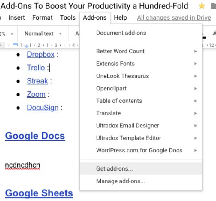 how to add addons to google drive