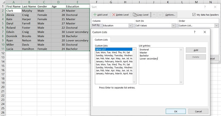 add a custom sort list in excel for mac