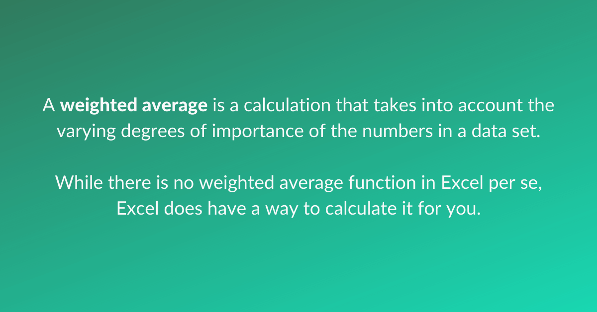 Weighted Average Formula  Calculator (Excel template)