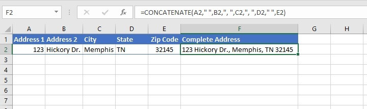 Concatenate Excel