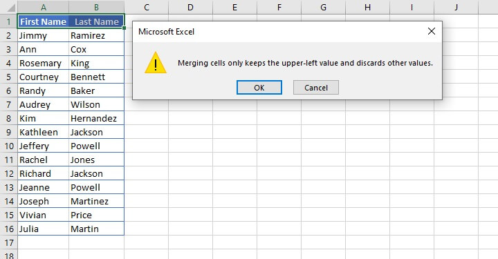 splitting and merging cells in excel