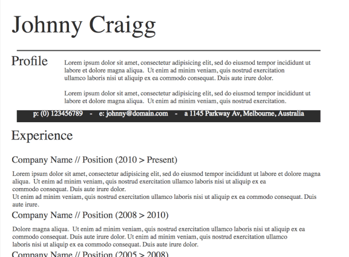 Business profile template word