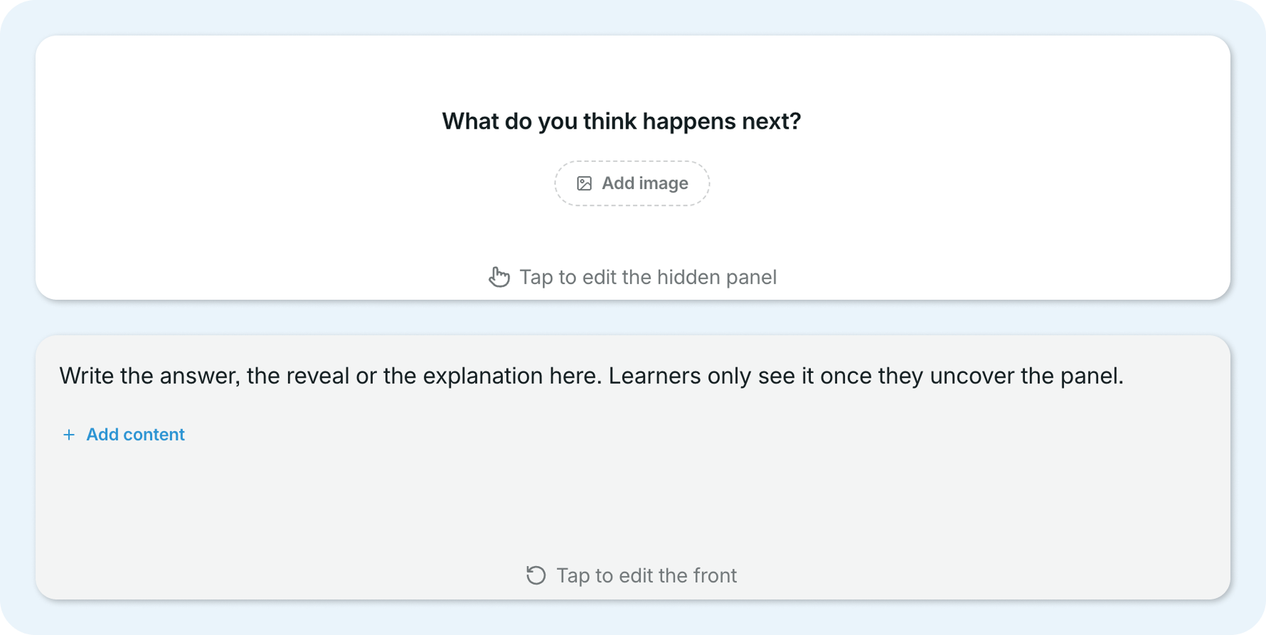 GoSkills Uncover block showing a sample question on the cover and an explanation in the hidden panel.