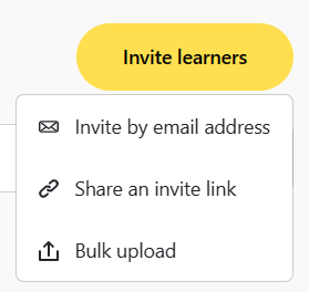 Invite Learners options