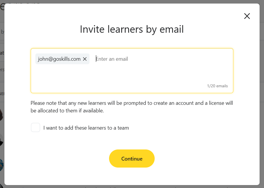 Invite Learners by email