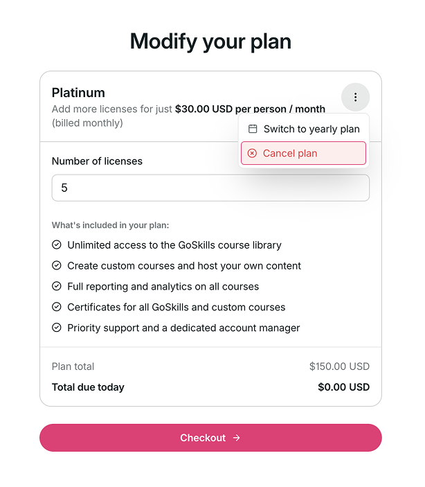 Modify your plan page with the Cancel plan option.