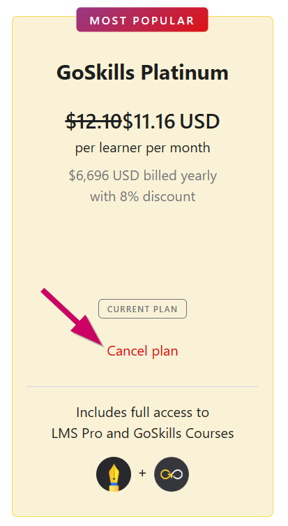 Cancel plan