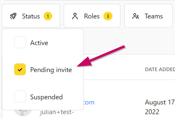 Pending Invite Status