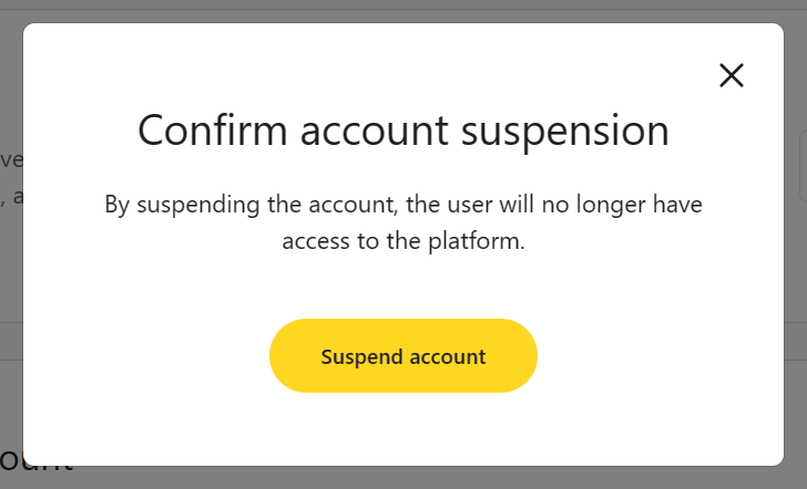 Confirm suspend account