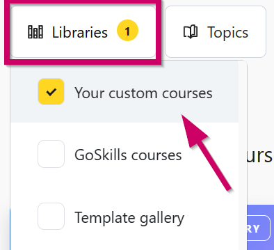 Custom courses filter