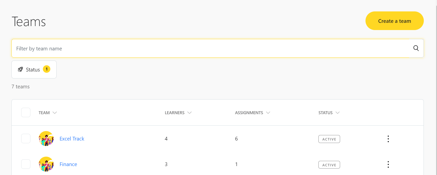 Create team with existing teams