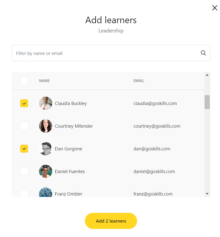 Add learners by list