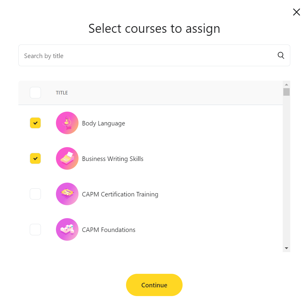 Select course assignments