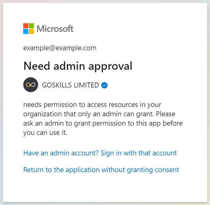 Need admin approval dialog screenshot