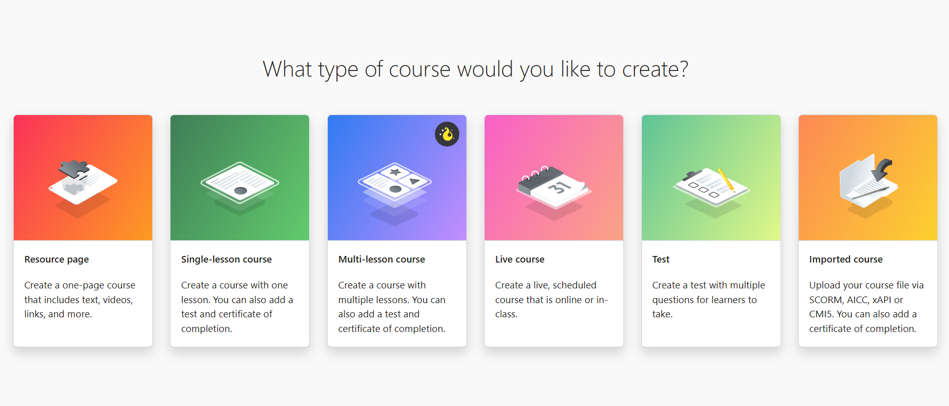 Types of courses