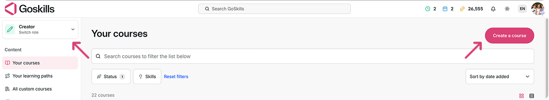 how to create a course on the goskills course builder