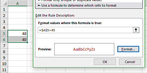 excel for mac 2016 conditional format unless correct answer is input